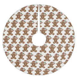 赤い弓とスイーツを持つジンジャーブレッドの女の子 ブラッシュドポリエステルツリースカート