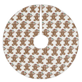 赤い弓とスイーツを持つジンジャーブレッドの女の子 ブラッシュドポリエステルツリースカート