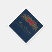 赤い弓とバウブルを持つクリスマスガーランド スタンダードカクテルナプキン (角)