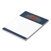 赤い弓とバウブルを持つクリスマスガーランド ノートパッド (回転)