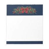 赤い弓とバウブルを持つクリスマスガーランド ノートパッド (正面)