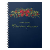 赤い弓とバウブルを持つクリスマスガーランド ノートブック (正面)