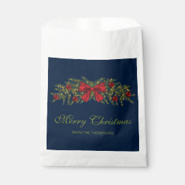 赤い弓とバウブルを持つクリスマスガーランド フェイバーバッグ