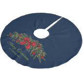 赤い弓とバウブルを持つクリスマスガーランド ブラッシュドポリエステルツリースカート (アングル)