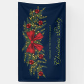 赤い弓とバウブルを持つクリスマスガーランド 横断幕 (縦)