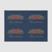 赤い弓とバウブルを持つクリスマスガーランド 薄葉紙 (正面)