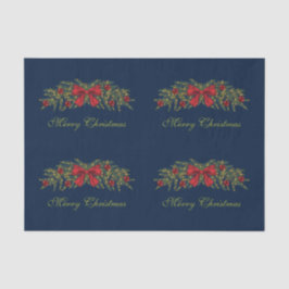 赤い弓とバウブルを持つクリスマスガーランド 薄葉紙