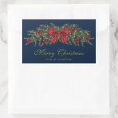 赤い弓とバウブルを持つクリスマスガーランド 長方形シール (バッグ)