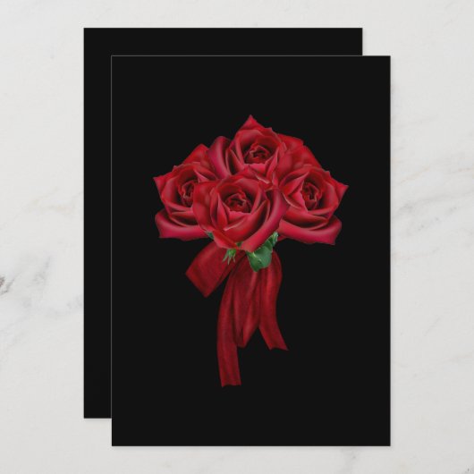 赤い弓とバラのゴシック様式のブライダルシャワーの招待 招待状 (正面/裏面)