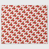 赤い弓とホリーのクリスマスラップ ラッピングペーパー (フラット)