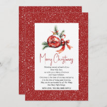 赤い弓とモミの枝を持つクリスマスオーナメント