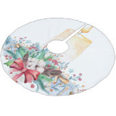 赤い弓とロウソク ブラッシュドポリエステルツリースカート (アングル)