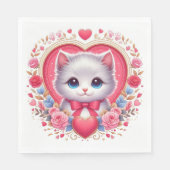 赤い弓とロマンチックなフローラハート スタンダードランチョンナプキン (正面)