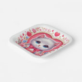 赤い弓とロマンチックなフローラハート ペーパープレート (傾斜あり)