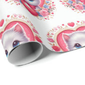 赤い弓とロマンチックなフローラハート ラッピングペーパー (ロールコーナー)