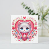 赤い弓とロマンチックなフローラハート 招待状 (スタンド正面)