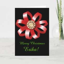 赤い弓と宝石クリスマスカード シーズンカード