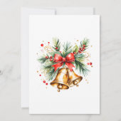 赤い弓と松のクリスマスゴールデンベル 招待状 (裏面)