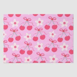 赤い弓と白い花を持つコケットさくらんぼ 薄葉紙