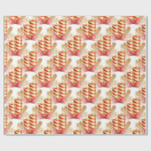 赤い弓と金色の針を持つ金色と赤のキャンドル ラッピングペーパー (フラット)