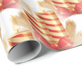 赤い弓と金色の針を持つ金色と赤のキャンドル ラッピングペーパー (ロールコーナー)