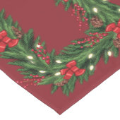 赤い弓のクリスマスガーランド ショートテーブルランナー (コーナー)
