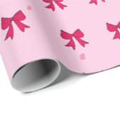 赤い弓のパターンラッピング紙 ラッピングペーパー (ロールコーナー)