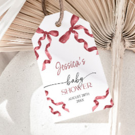 赤い弓のベビーシャワー ギフトタグ