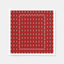 赤い弓のベルを飾ったクリスマスツリー スタンダードカクテルナプキン