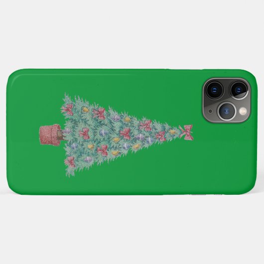 赤い弓のベルを飾ったクリスマスツリー Case-Mate iPhoneケース (裏面(横))