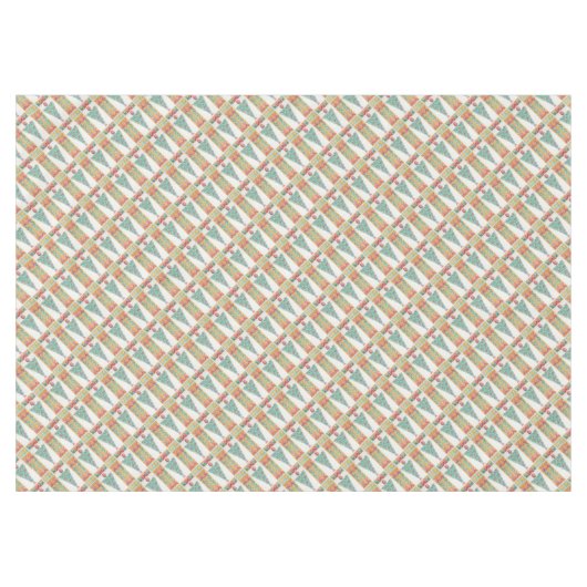 赤い弓のベルアートを飾ったクリスマスツリー テーブルクロス (正面(横))