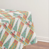 赤い弓のベルアートを飾ったクリスマスツリー テーブルクロス (インサイチュ)