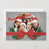 赤い弓の写真と金色の円形フレーム (正面)