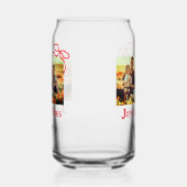 赤い弓の喜ぶビベス家族の名前を追加フォトクリステム ガラス缶 (右)