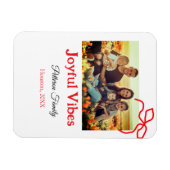 赤い弓の喜ぶビベス家族の名前を追加フォトクリステム マグネット (横)