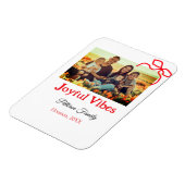 赤い弓の喜ぶビベス家族の名前を追加フォトクリステム マグネット (左側)