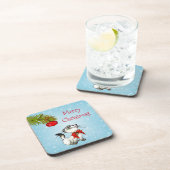 赤い弓の奇妙なクリスマス子猫 コースター (右側)