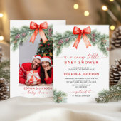 赤い弓の小さなメリー赤ちゃんシャワー招待状 招待状