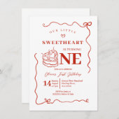 赤い弓の手を引き小さな恋人を回す 招待状 (正面/裏面)