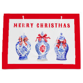 赤い弓を使った陳腐なジンジャージャー |クリスマス ラージペーパーバッグ (正面)