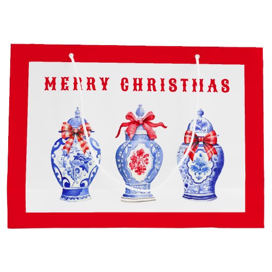 赤い弓を使った陳腐なジンジャージャー |クリスマス ラージペーパーバッグ (裏面)