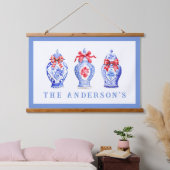 赤い弓を使った陳腐なジンジャージャー |クリスマス 吊り下げ型タペストリー (寝室)