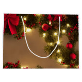 赤い弓を持つクリスマスツリー ラージペーパーバッグ (裏面)