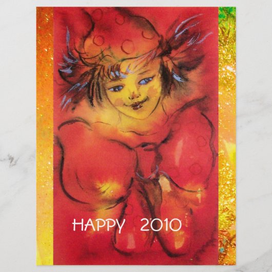 赤い弓を持つピエロ金ゴールドが大晦日の夜を輝く チラシ (正面)