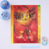 赤い弓を持つピエロ金ゴールドが大晦日の夜を輝く チラシ (シングル)