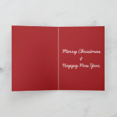 赤い弓を持つ美しいゴールデンクリスマスベル シーズンカード (内部)