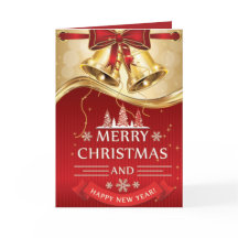 赤い弓を持つ美しいゴールデンクリスマスベル