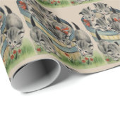 赤い弓を着たバスケット入りのかわいい虎猫子猫 ラッピングペーパー (ロールコーナー)