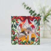 赤い弓を縁ど付けたクリスマスのミスタントウ シーズンカード (スタンド正面)