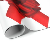 赤い弓オンホワイトラッピング紙 ラッピングペーパー (ロールコーナー)